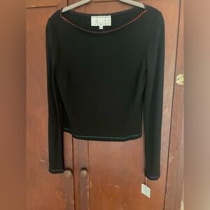 Fancy embellished blouse with gems along hem lines. Chetta B Evening - with tags